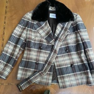 MOSCHINO VINTAGE MOSCHINO belted faux fur blazer